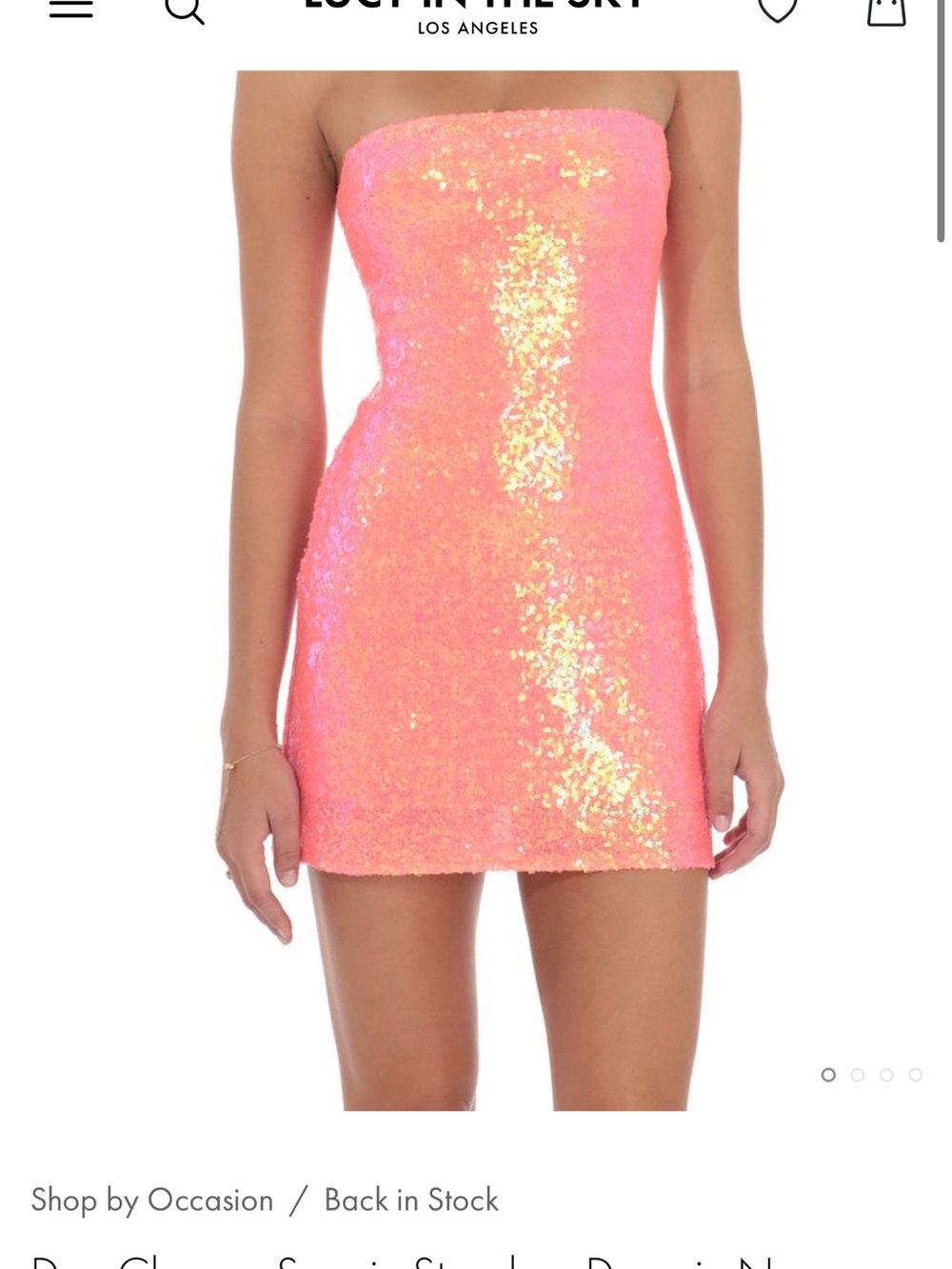 Lucy in the Sky Strapless Sequin Mini Dress - Coral Pink